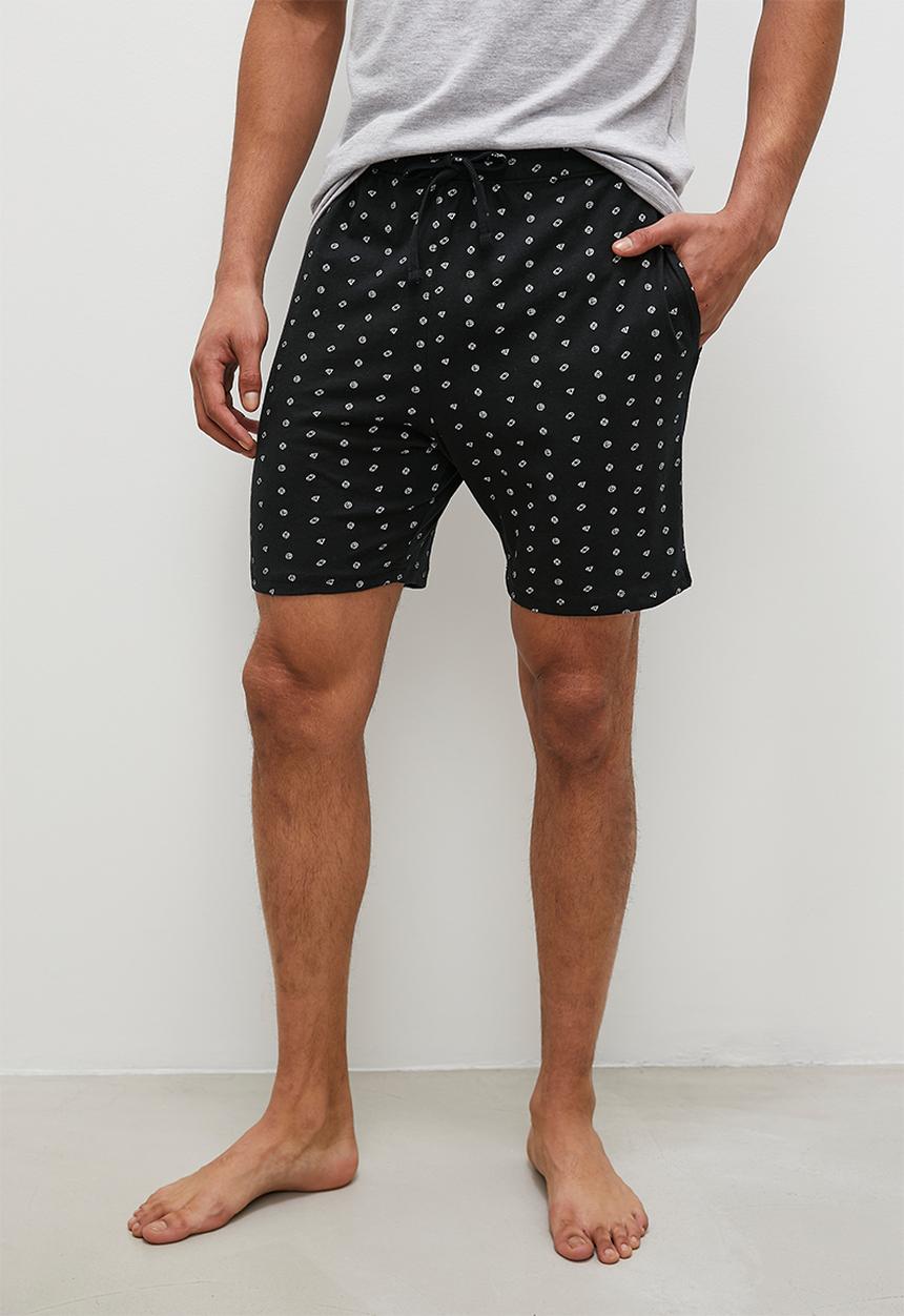Superbalist - Knitted regular fashion print lounge short - black