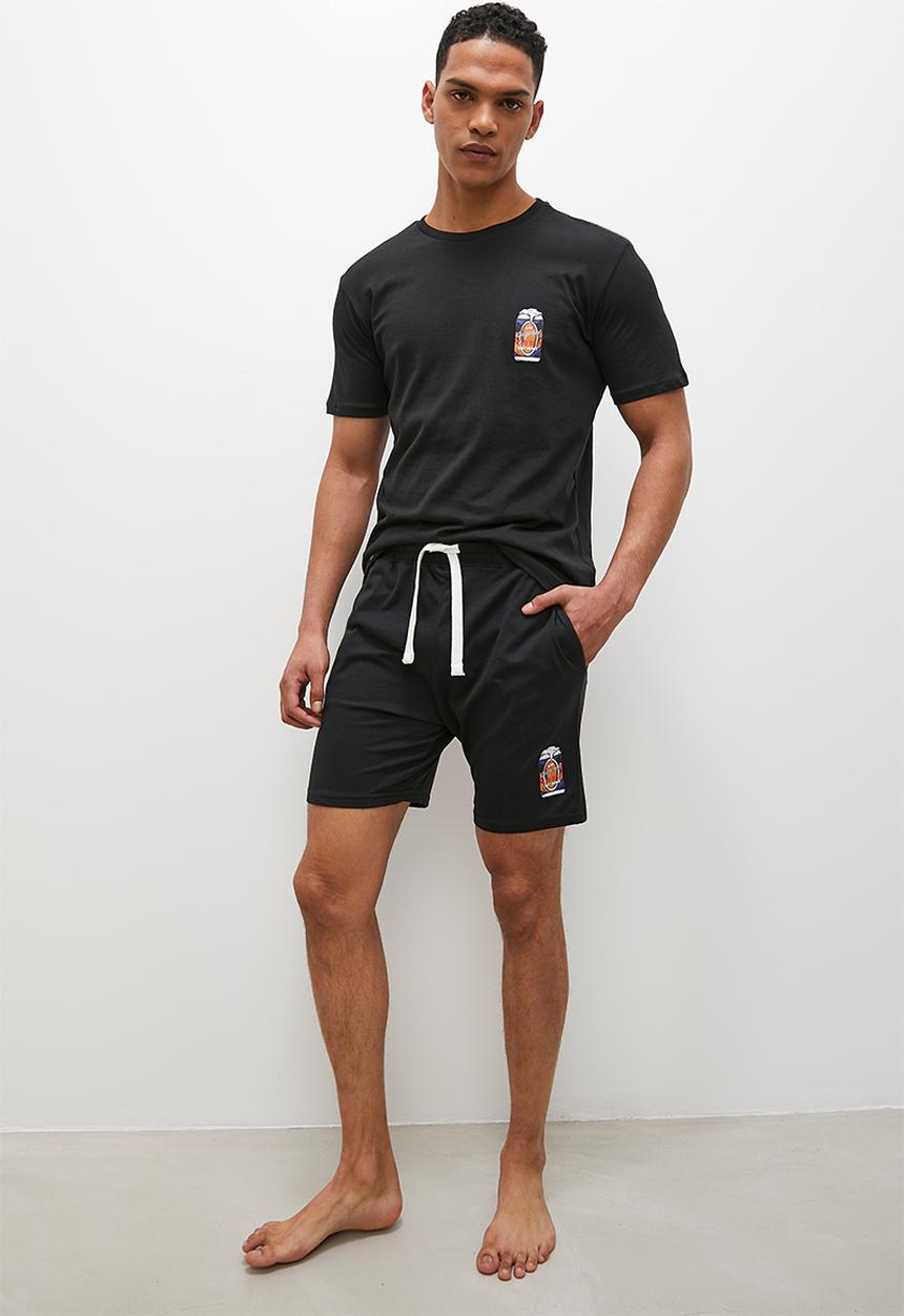 Superbalist - Printed knit lounge short - black