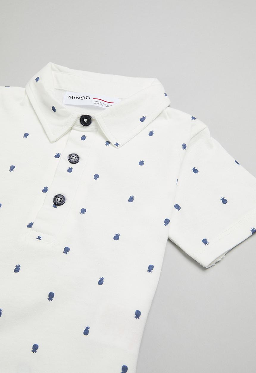 MINOTI - 2 Pack aop jersey polo top & denim short set - blue & white