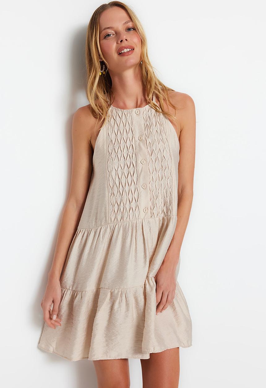 Trendyol - Mini sleevless halter neck dress - stone