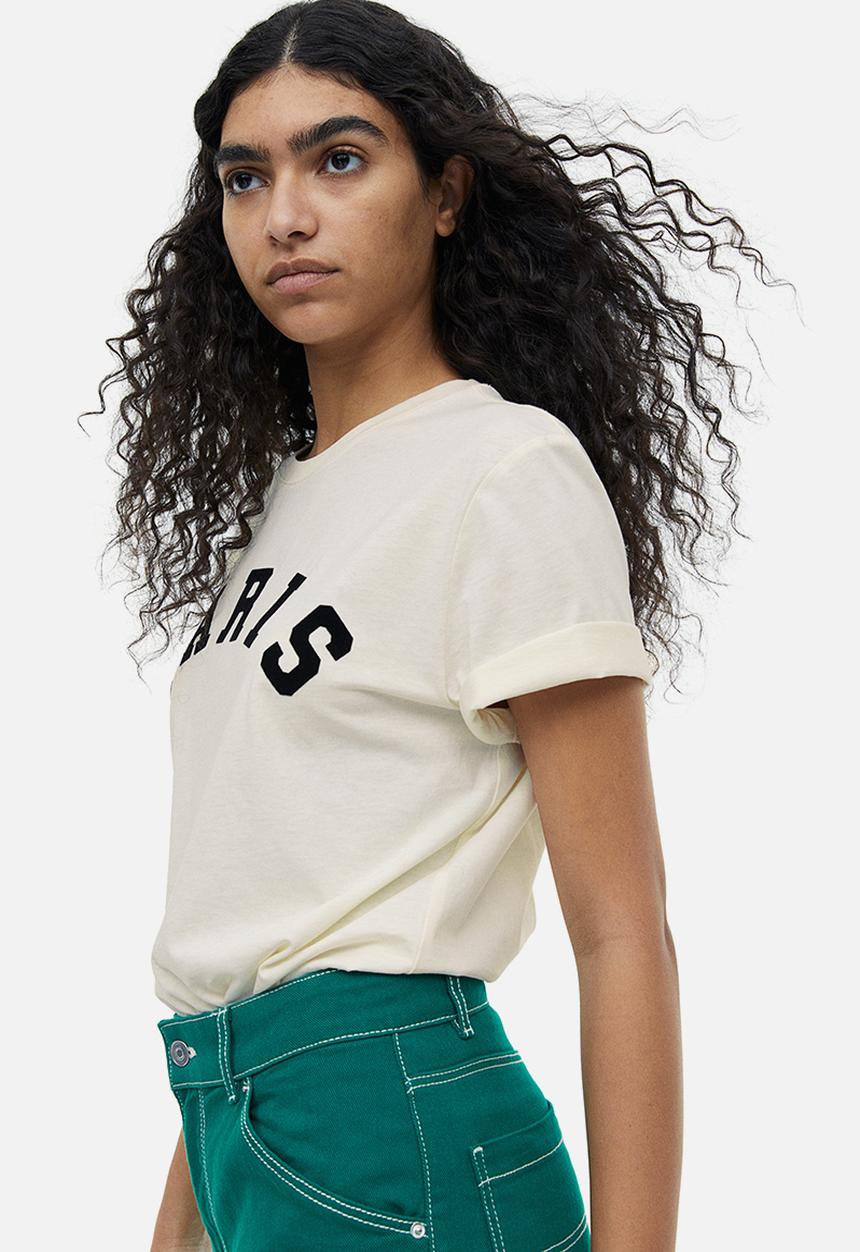 H&M - Printed T-shirt - cream 