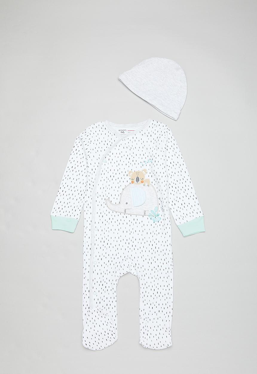 MINOTI - 2 Pack sleepsuit & hat set - white