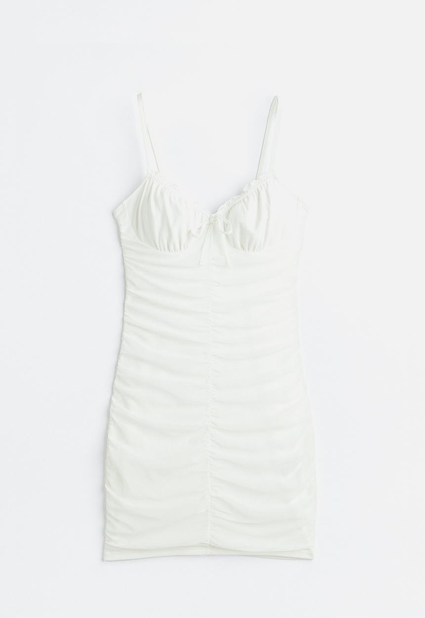 H&M - Gathered mesh dress - white