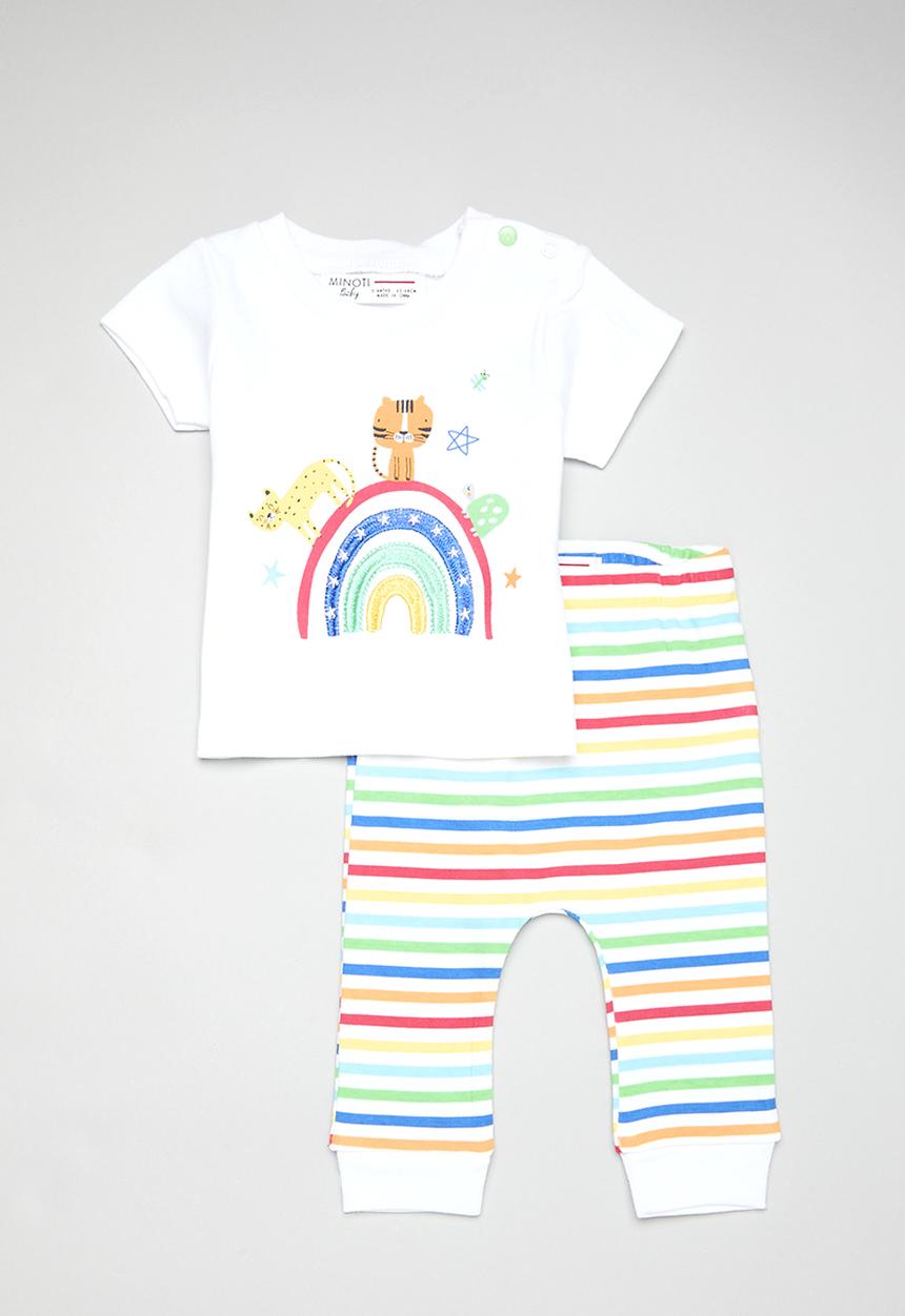 MINOTI - 2 Pack T-shirt & stripe legging set - white