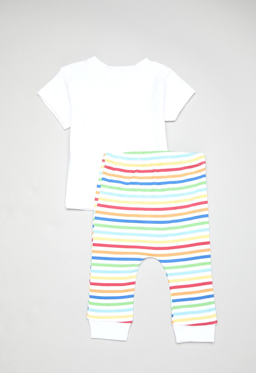 MINOTI - 2 Pack T-shirt & stripe legging set - white