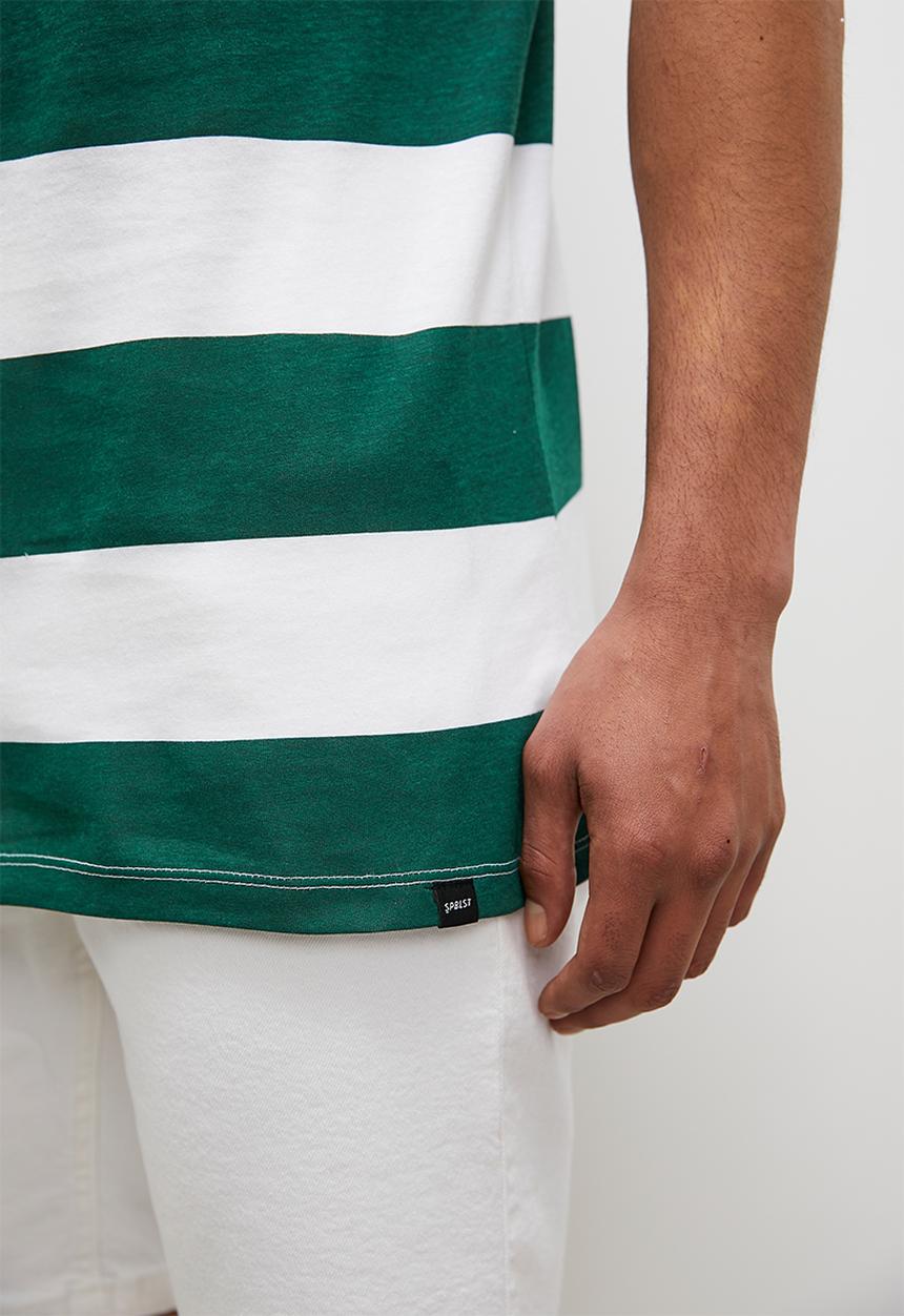 Superbalist - Ash bold y/d stripe tee - dusty blue & ecru