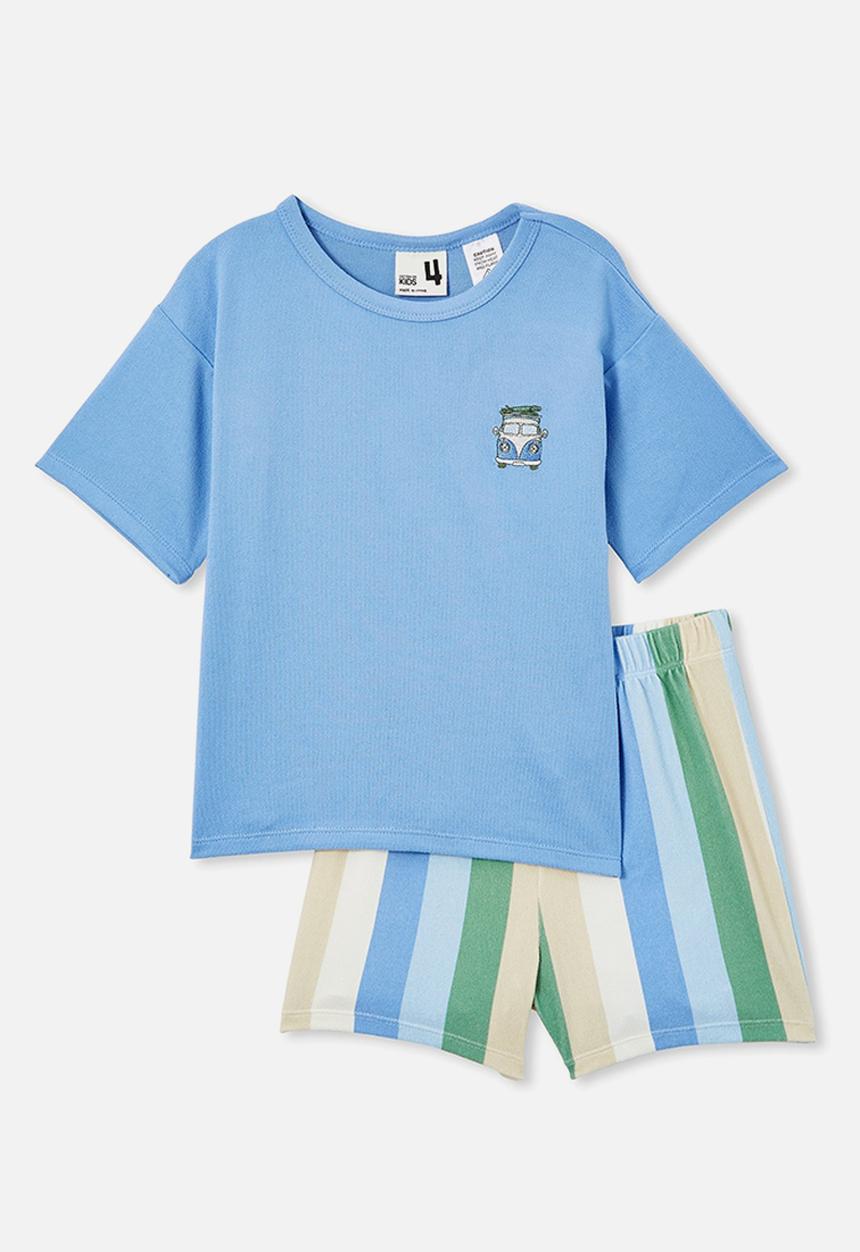Cotton On - Damon short sleeve pyjama set - dusk blue/combi van bold stripe