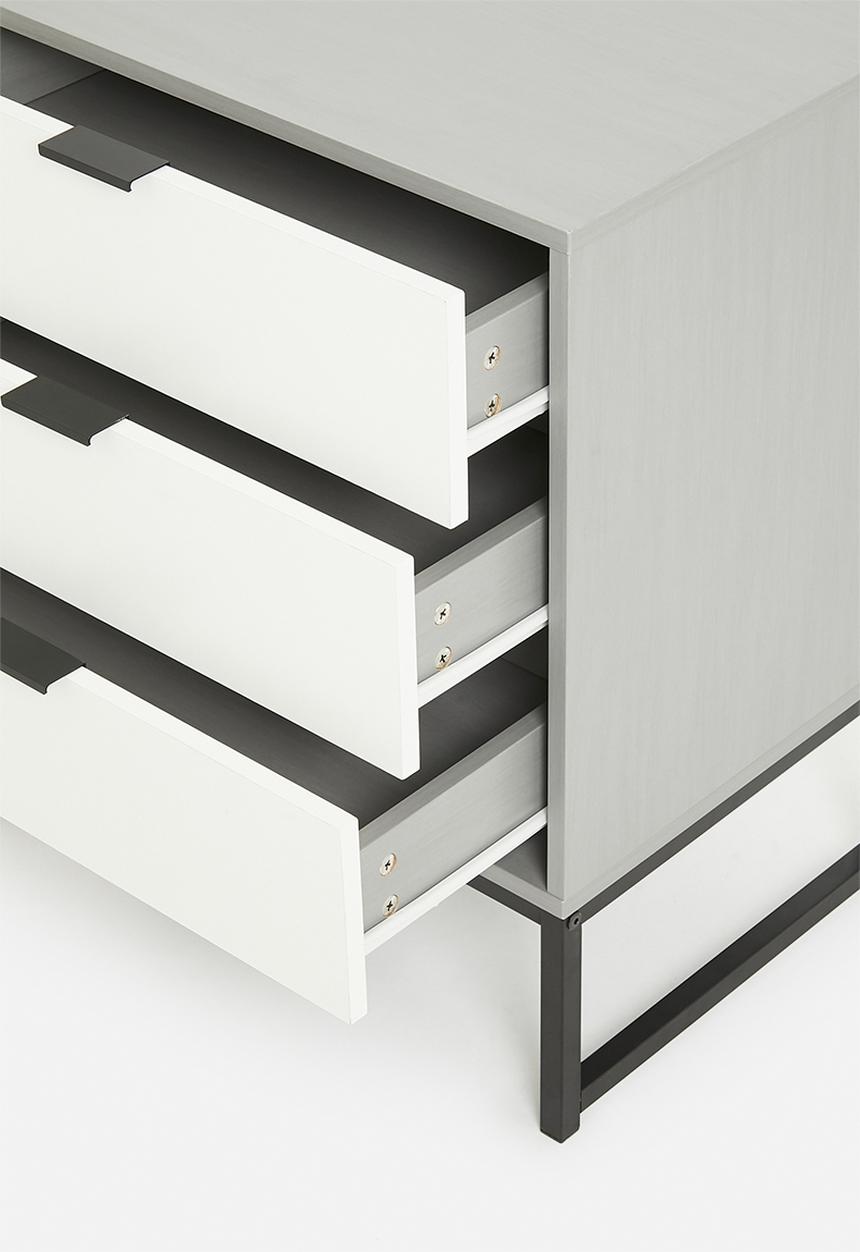 Sixth Floor - Arlo 3 drawer storage - grey