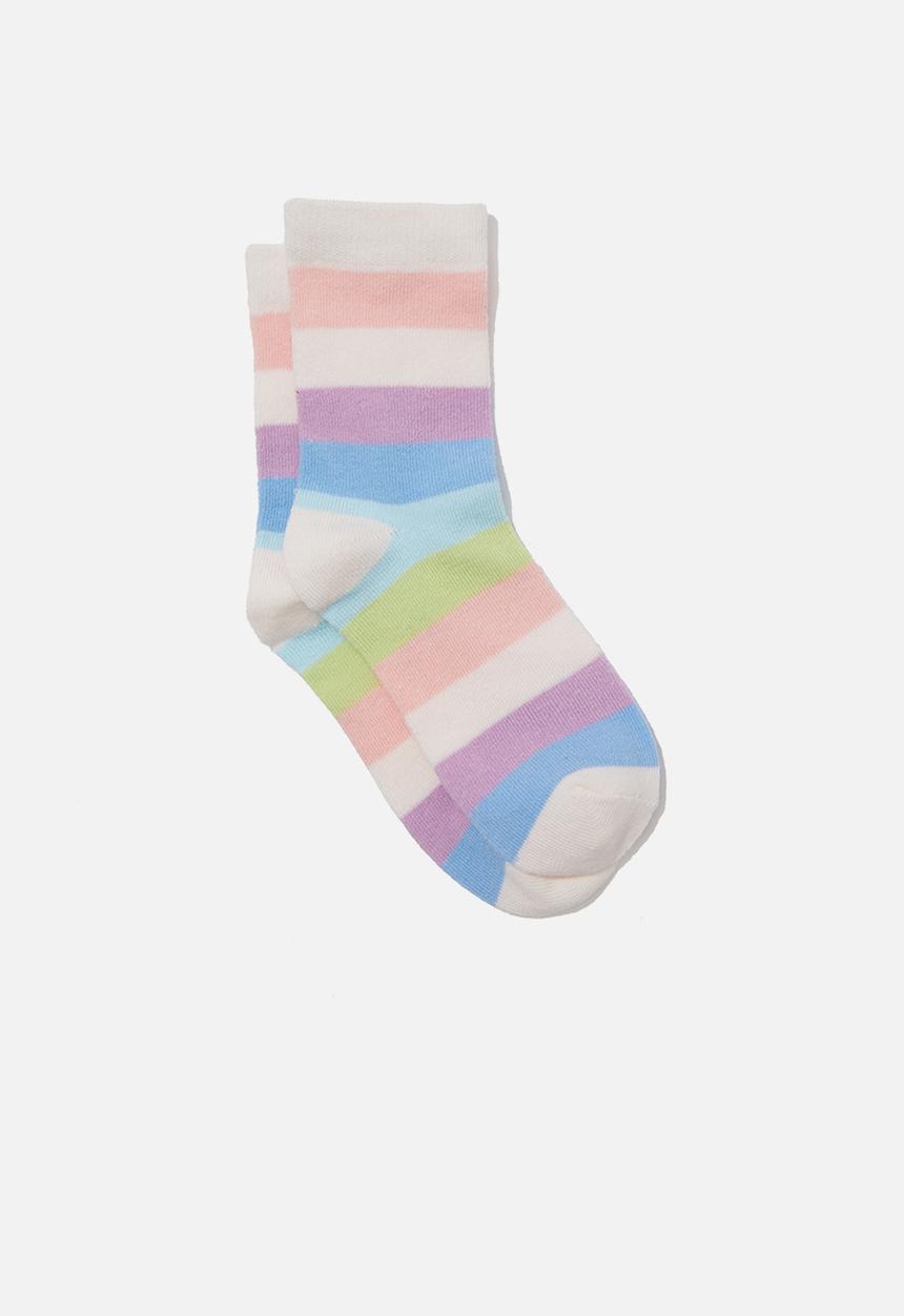 Cotton On - Single pack crew socks - crystal pink/rainbow stripe