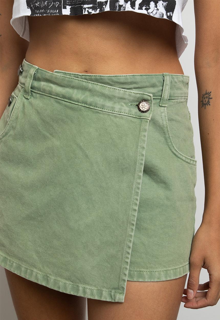 Daisy Street - Washed denim skort - pale green