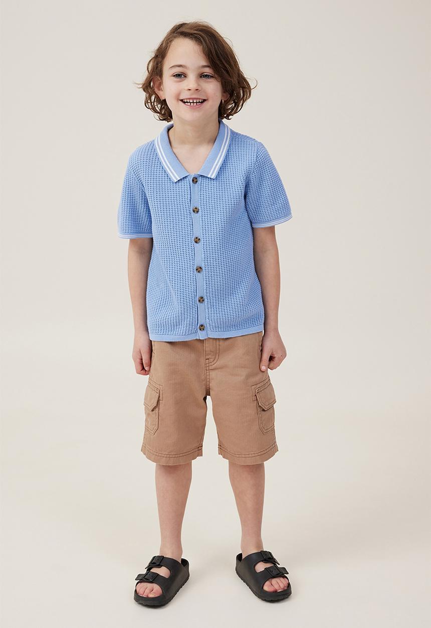 Cotton On - Knitted short sleeve shirt - dusk blue
