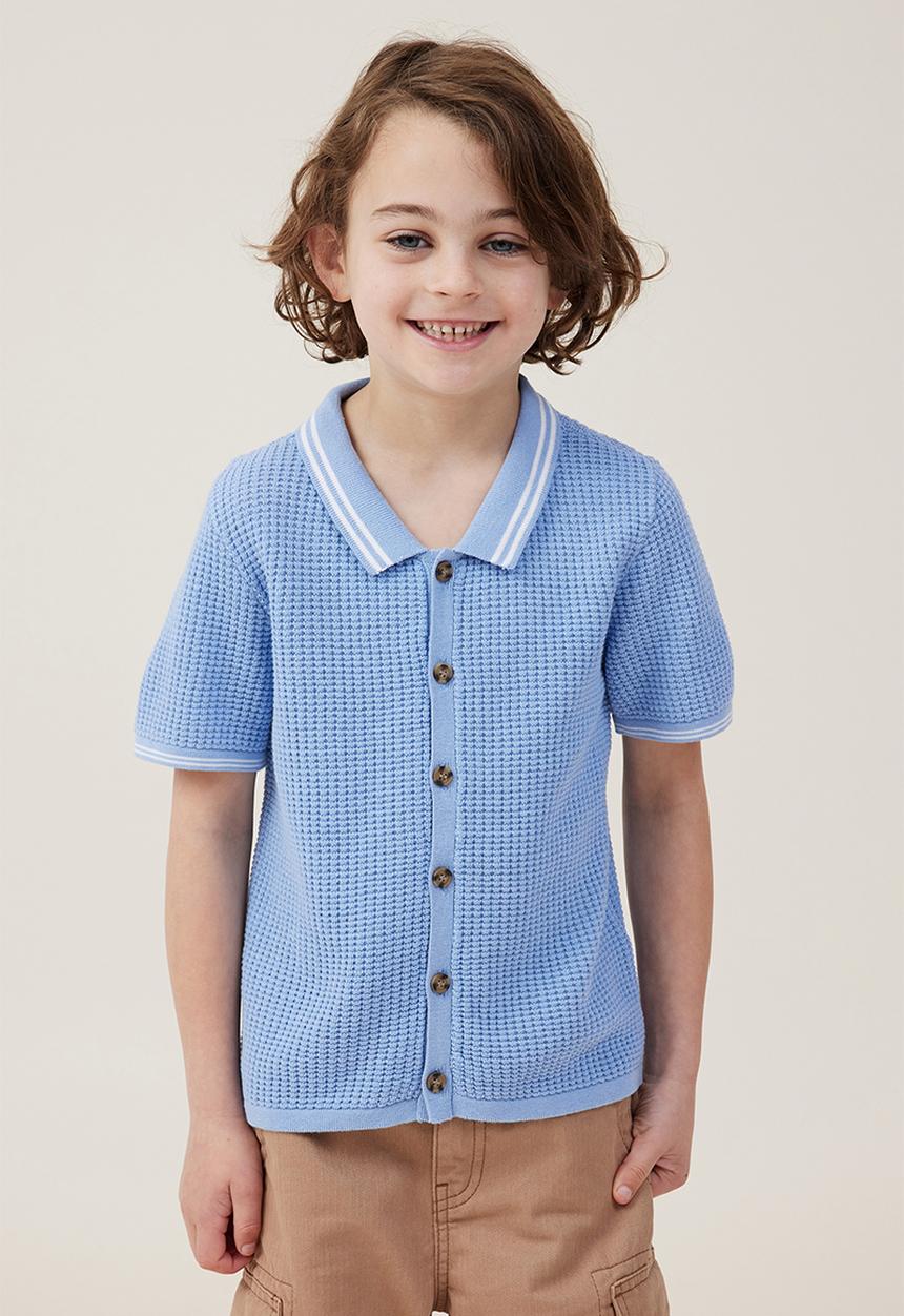 Cotton On - Knitted short sleeve shirt - dusk blue