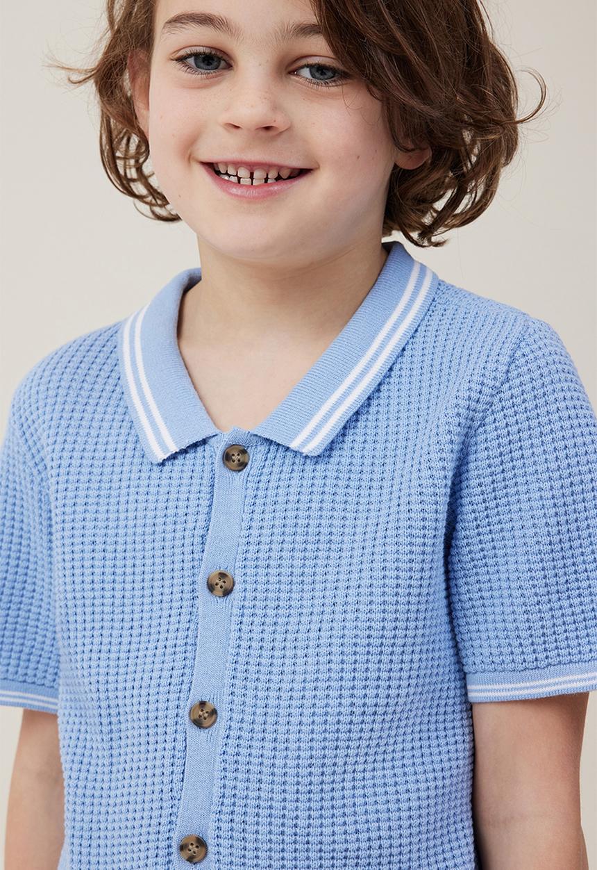 Cotton On - Knitted short sleeve shirt - dusk blue