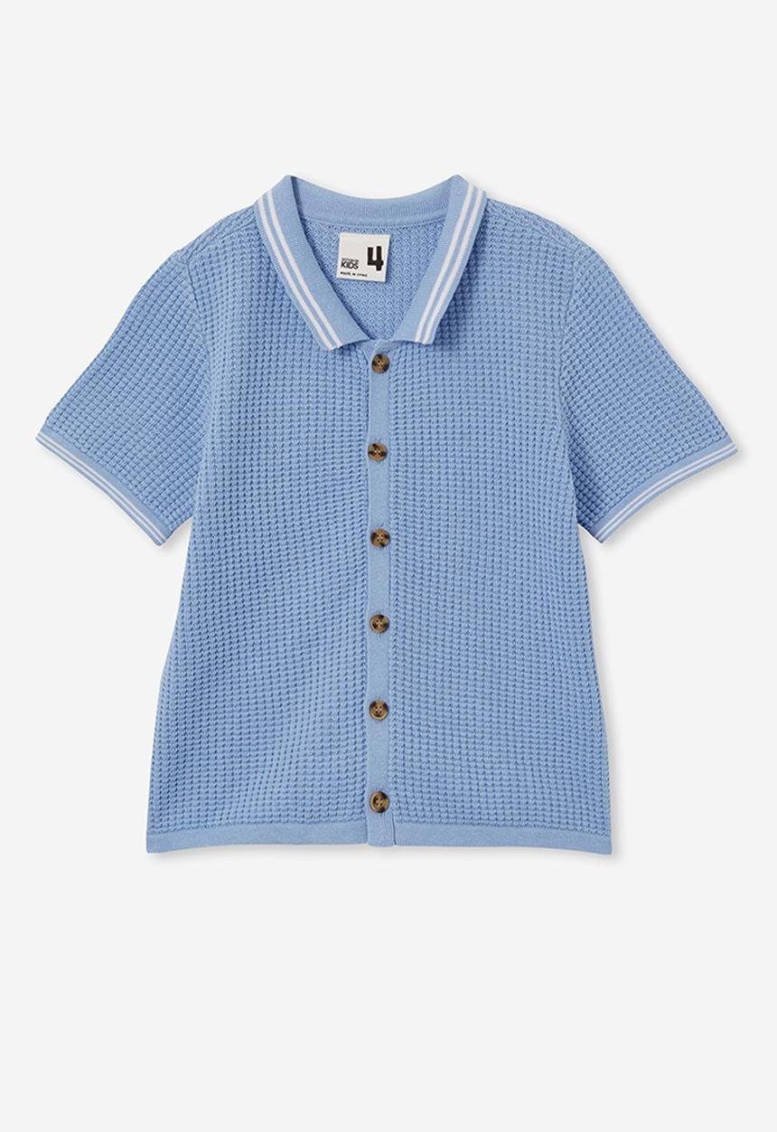 Cotton On - Knitted short sleeve shirt - dusk blue