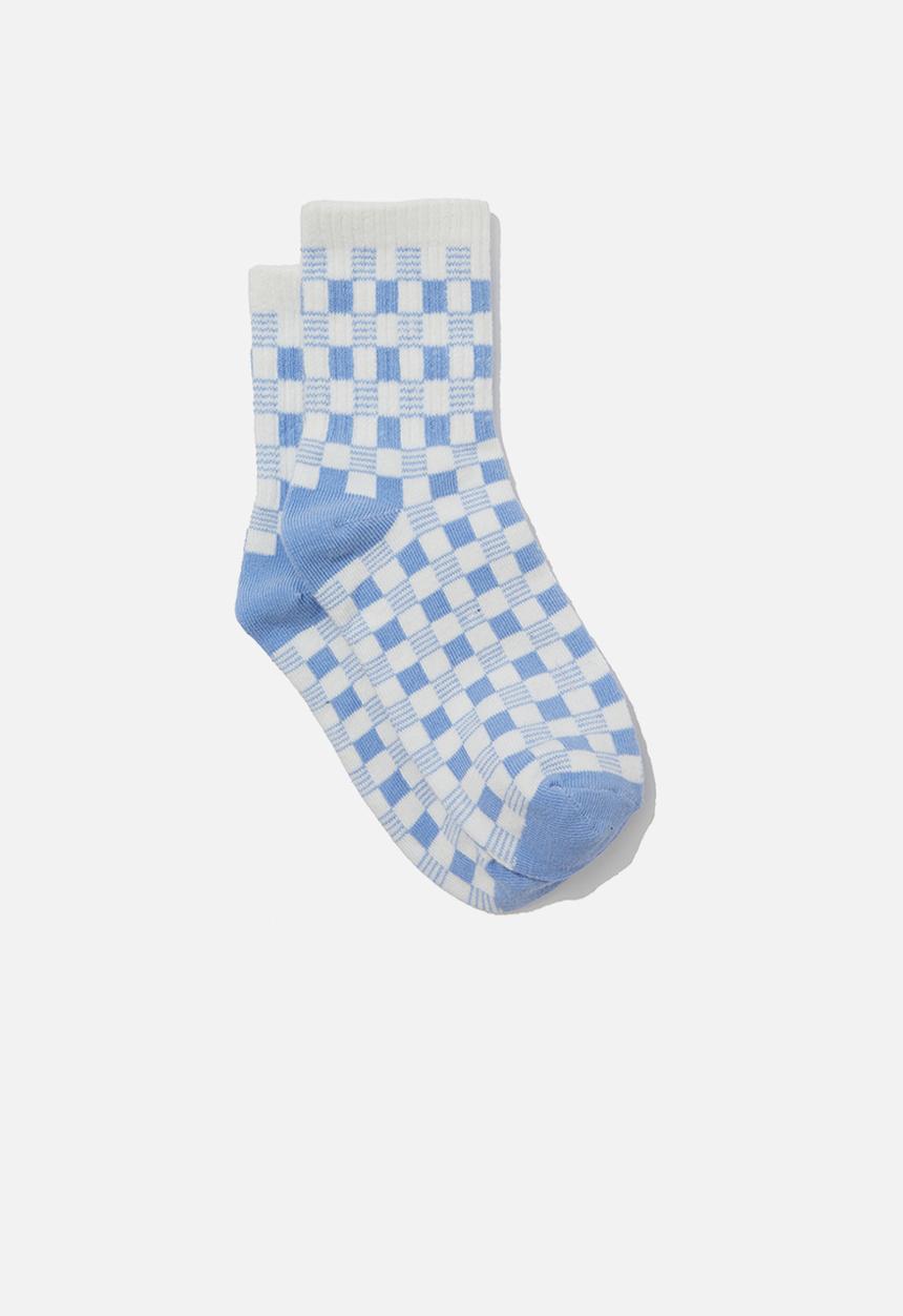Cotton On - Single pack crew socks - dusk blue/gingham