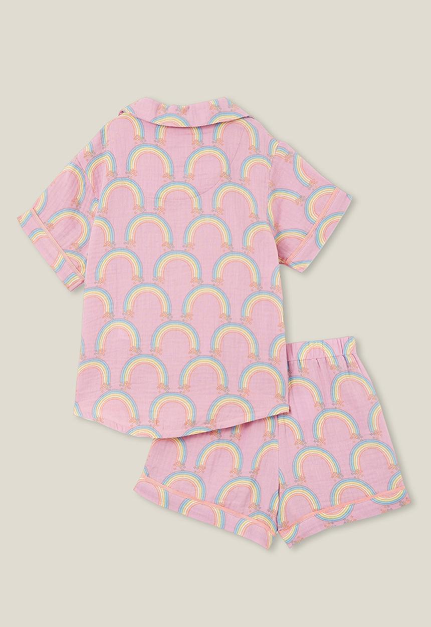 Cotton On - Amelia short sleeve pyjama set - pale violet/rainbow
