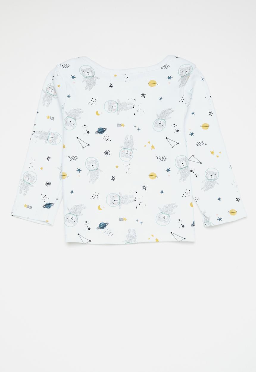 MINOTI - 3 Pack long sleeve tops - white & blue 