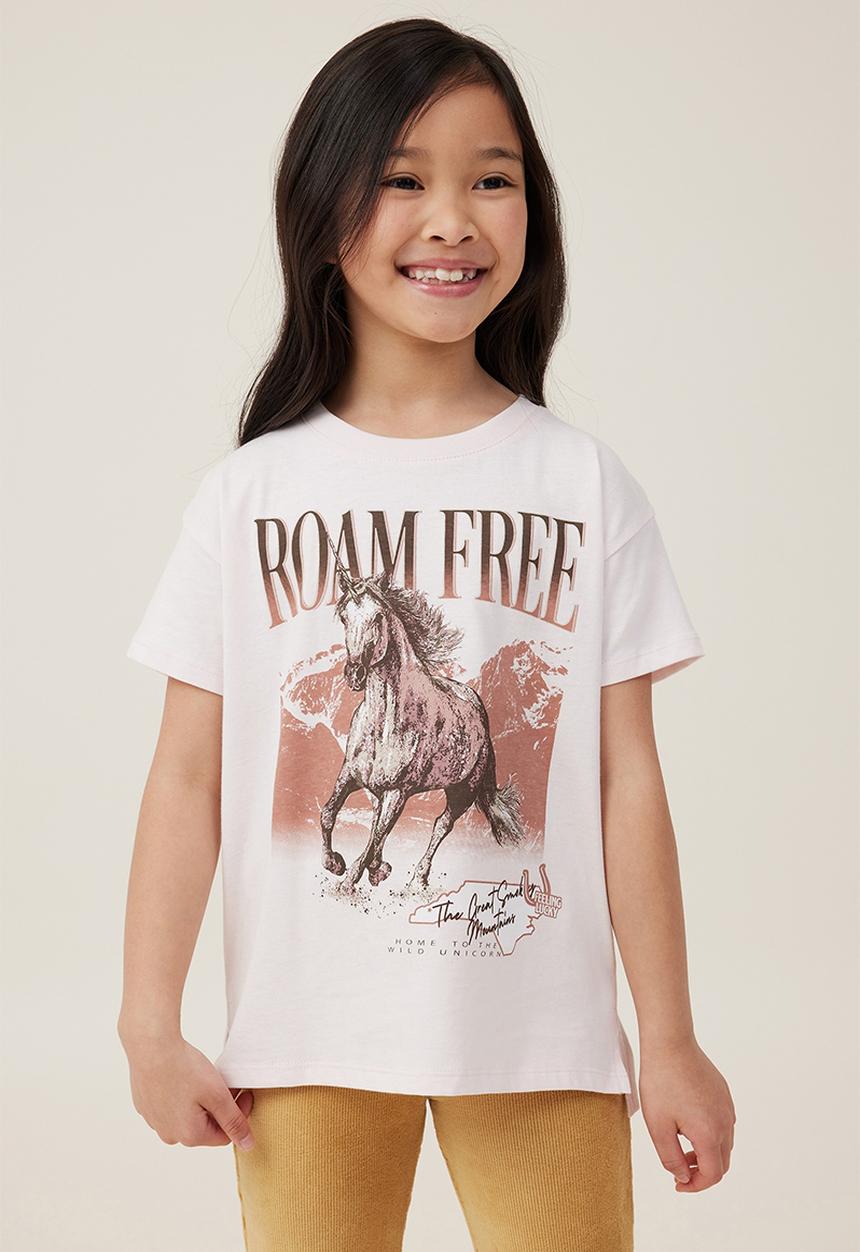 Cotton On - Poppy short sleeve print tee - crystal pink/roam free