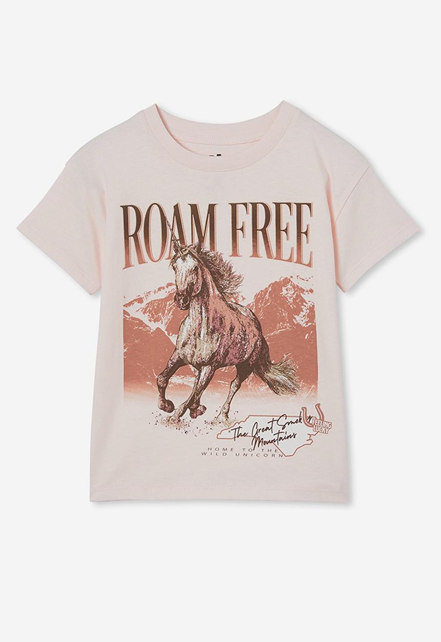 Cotton On - Poppy short sleeve print tee - crystal pink/roam free