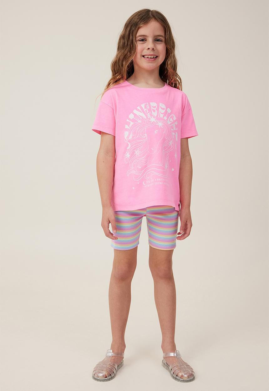 Cotton On - Poppy short sleeve print tee - bubblegum pop/shine bright unicorn
