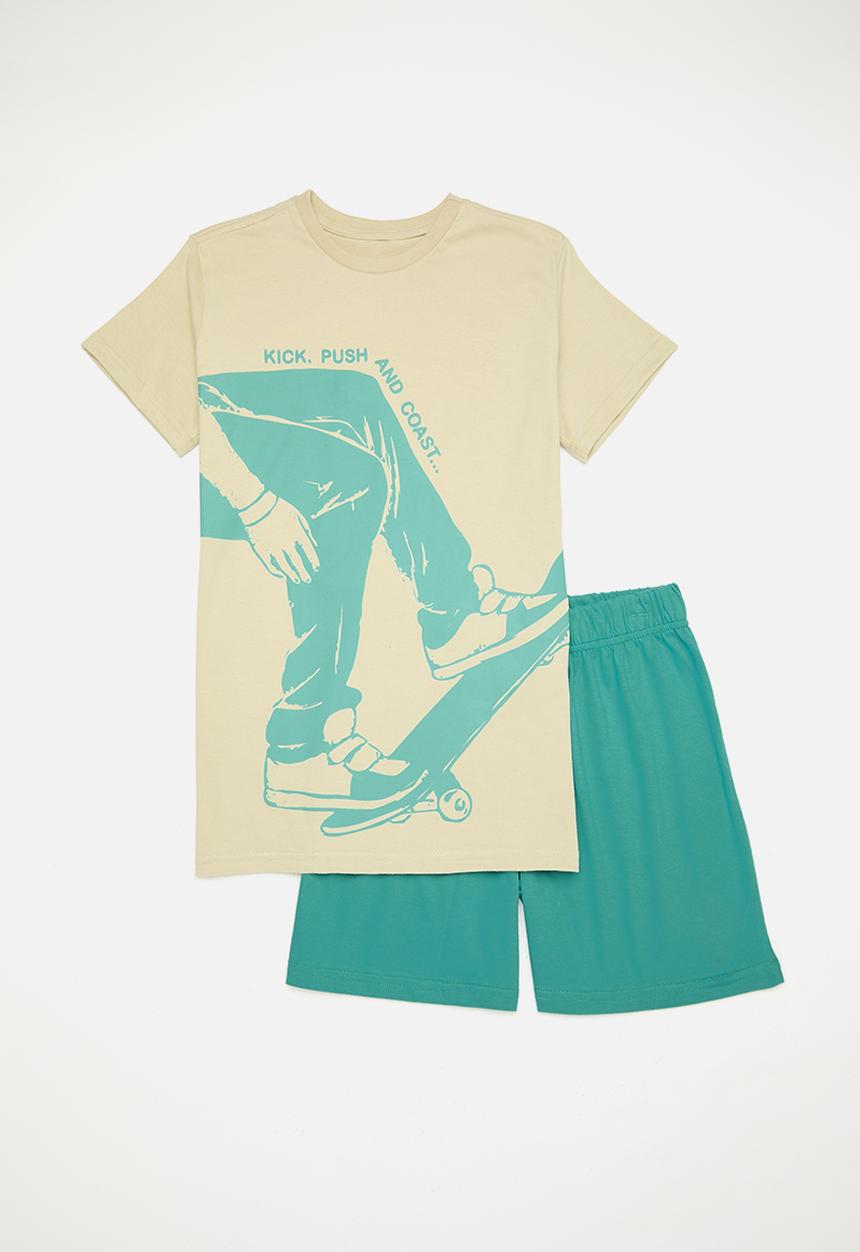 Rebel Republic - Summer pj set - stone & holly green