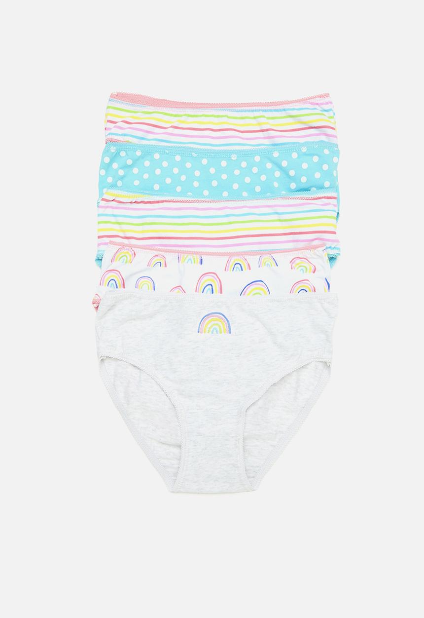 MINOTI - Girls rainbow spots 5pk knickers - multi