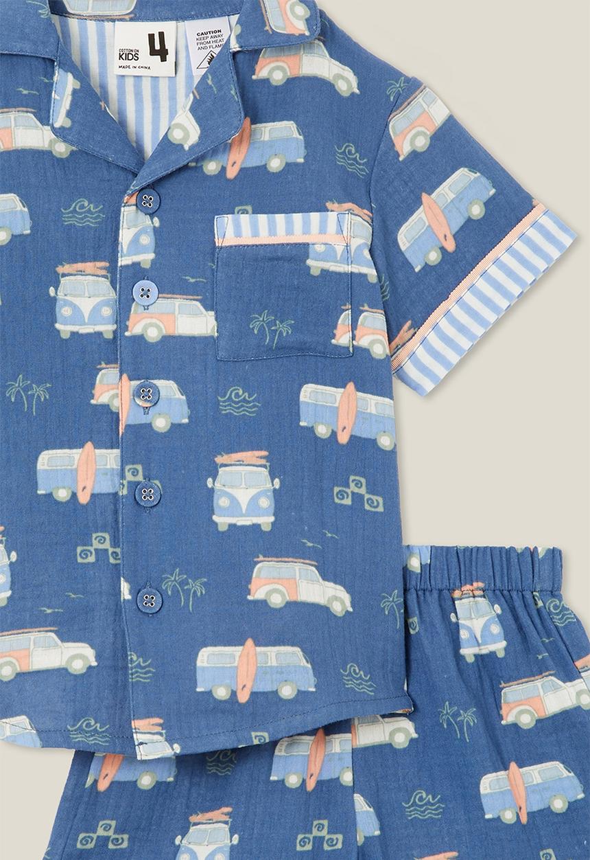 Cotton On - Archer short sleeve pyjama set - petty blue/combi vans