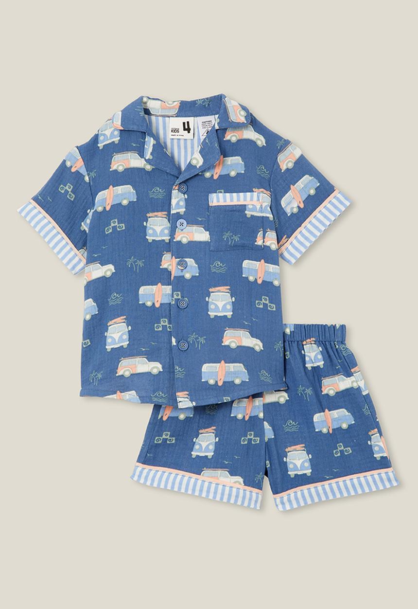 Cotton On - Archer short sleeve pyjama set - petty blue/combi vans