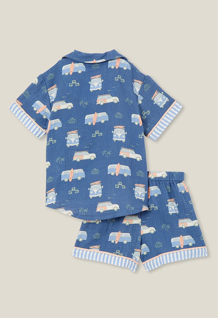 Cotton On - Archer short sleeve pyjama set - petty blue/combi vans