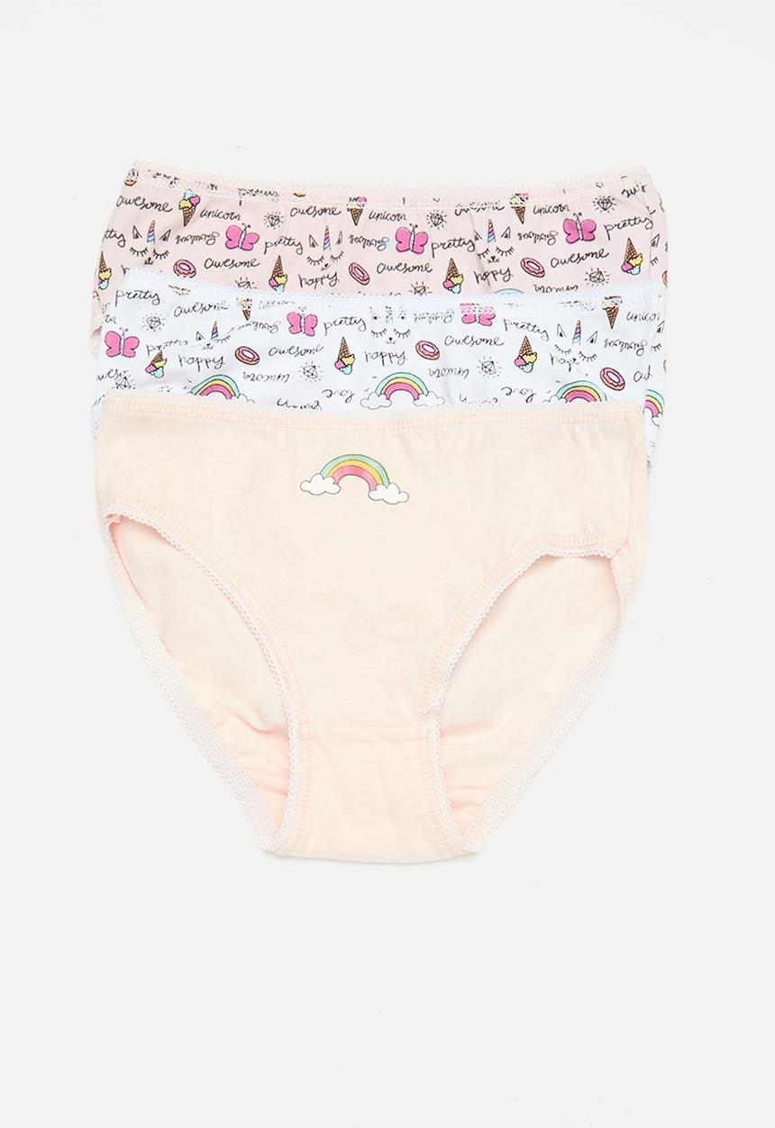 MINOTI - Girls rainbow aop 3 pack knickers - multi 