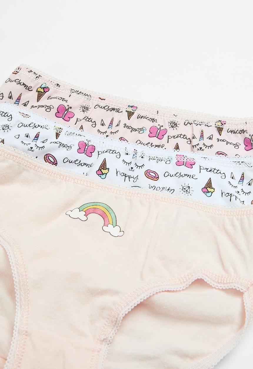 MINOTI - Girls rainbow aop 3 pack knickers - multi 