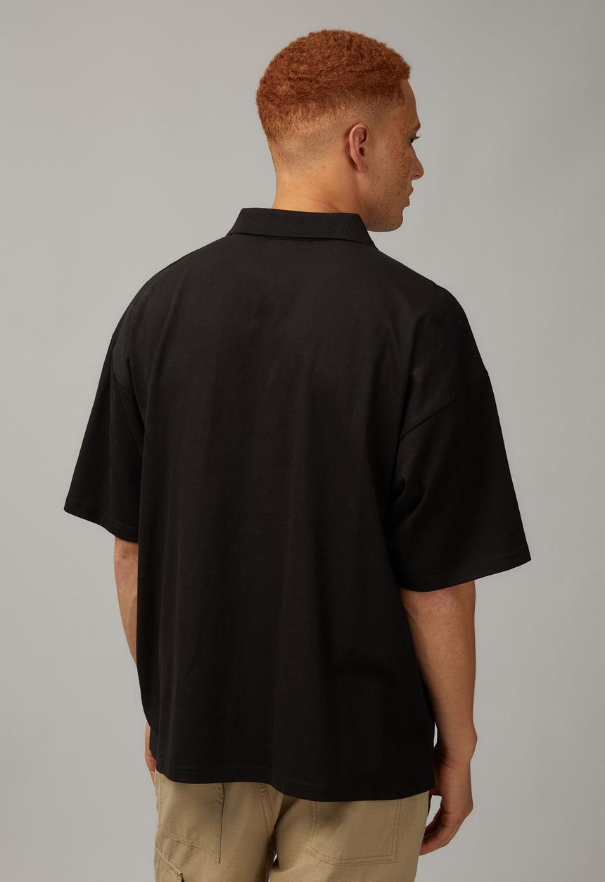 Factorie - Box fit zip polo - black piping
