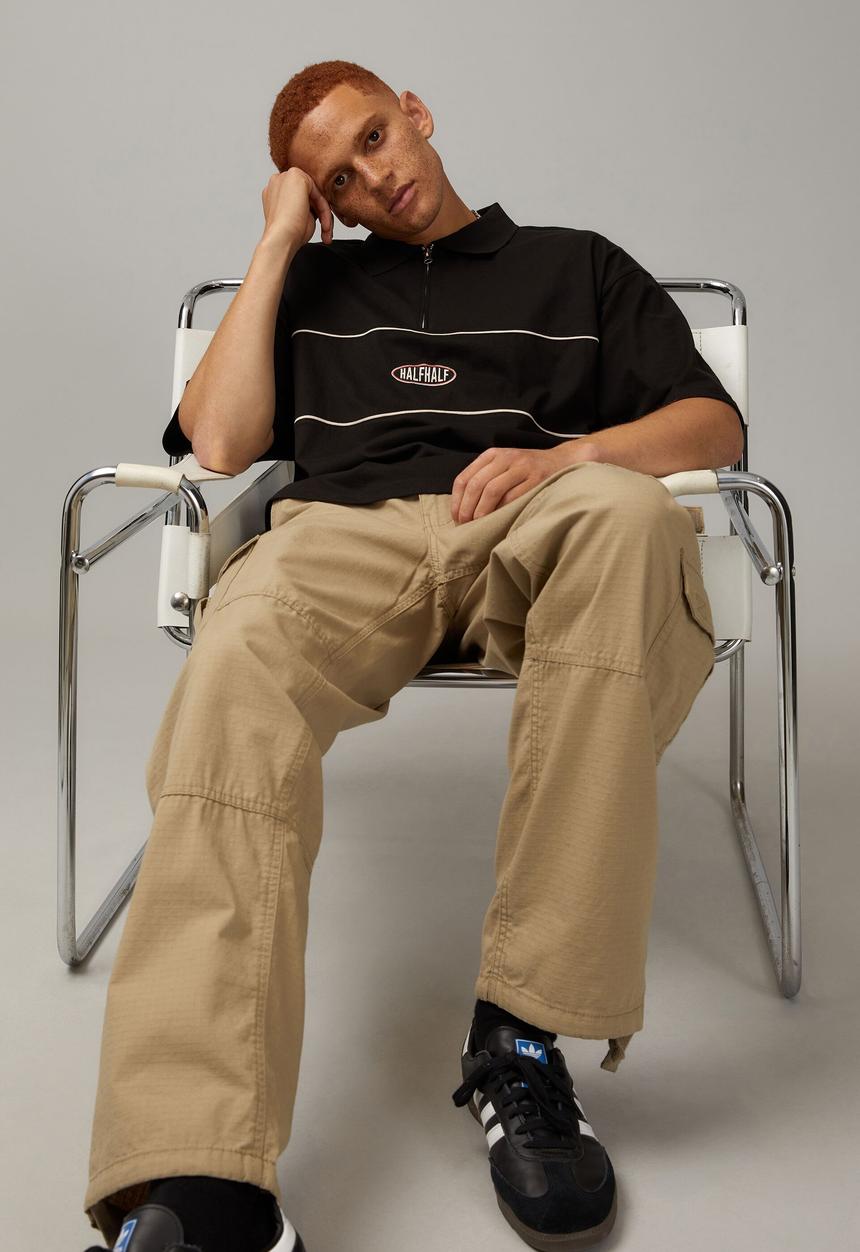 Factorie - Box fit zip polo - black piping