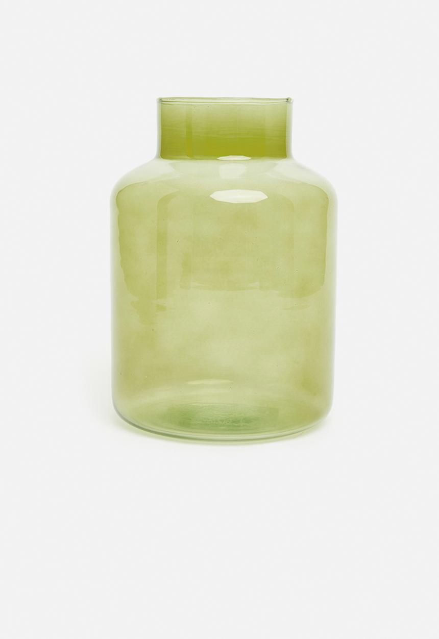 H&S - Funnel recycled glass vase - green