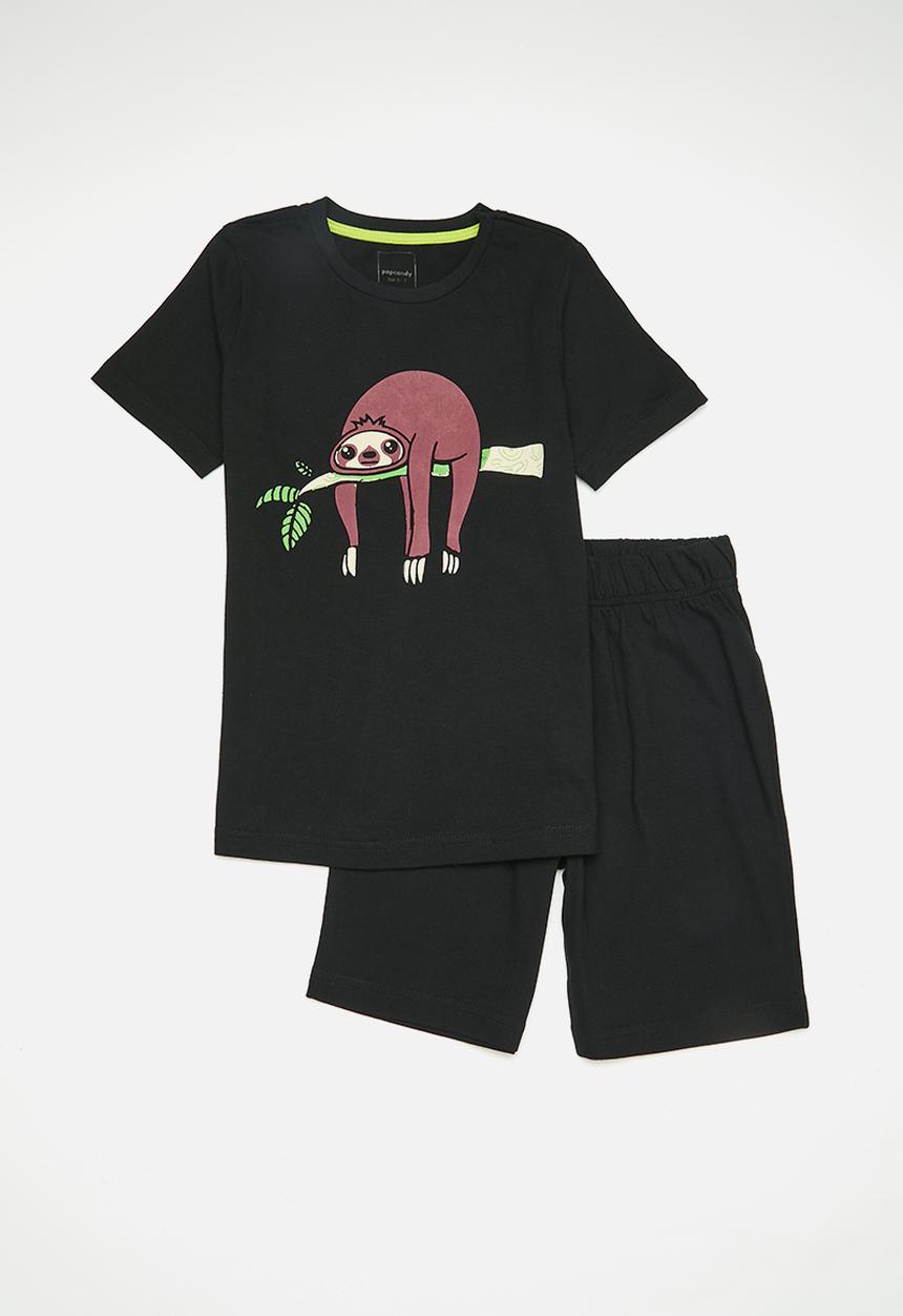 Pop Candy - Short sleeve tee & shorts pj set - black 