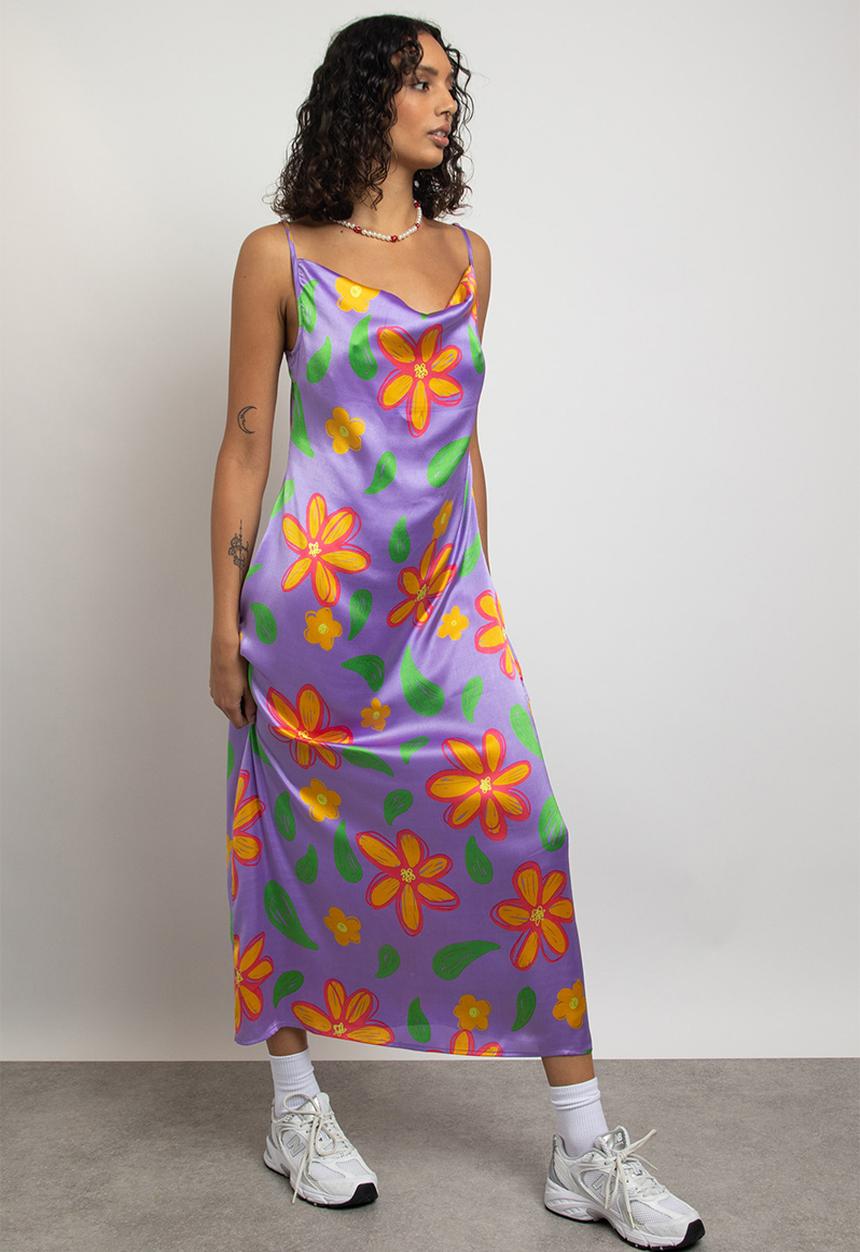 Daisy Street - Printed satin midaxi minah dress - multi