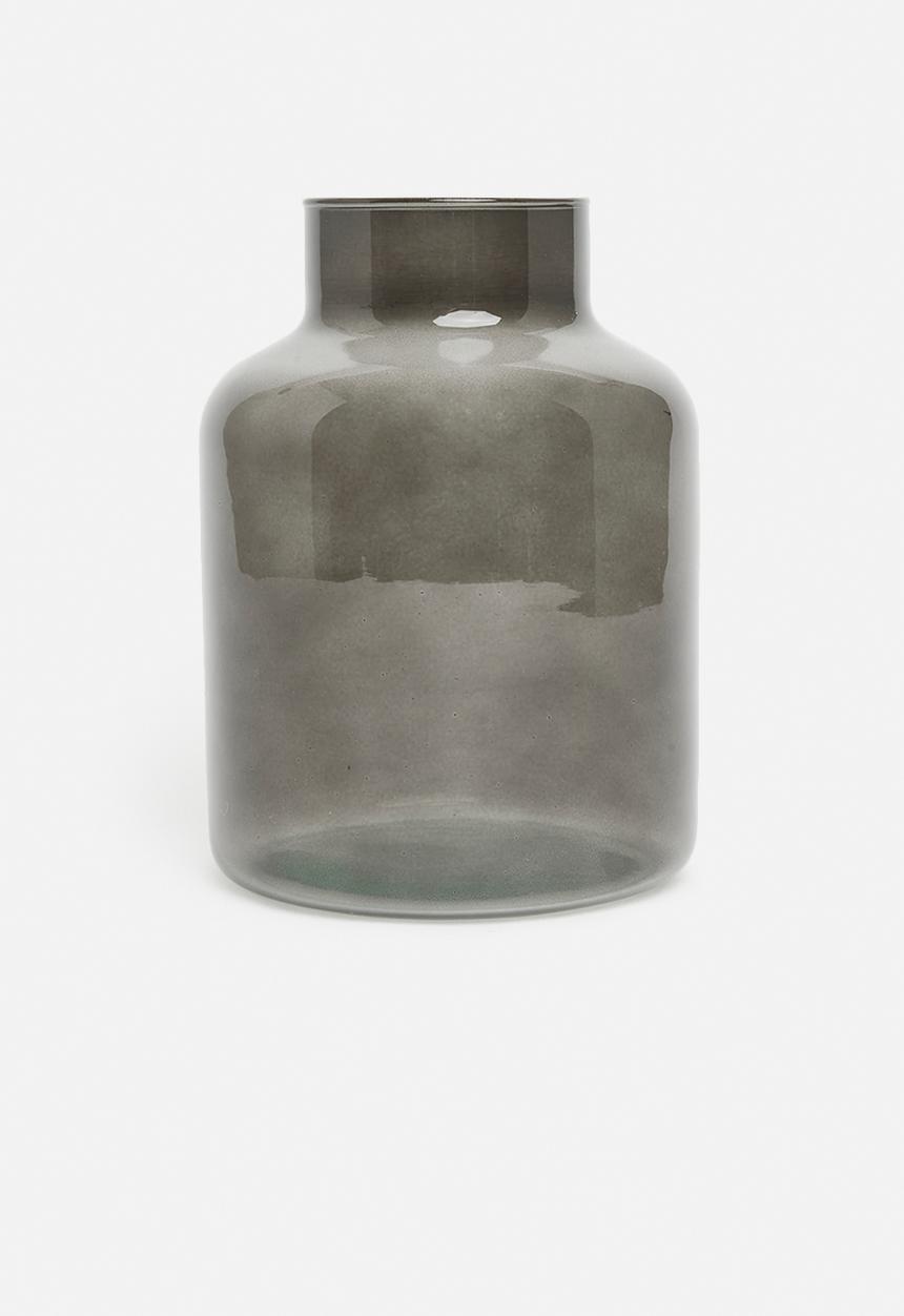 H&S - Funnel Recycled Glass Vase - Smoke Black