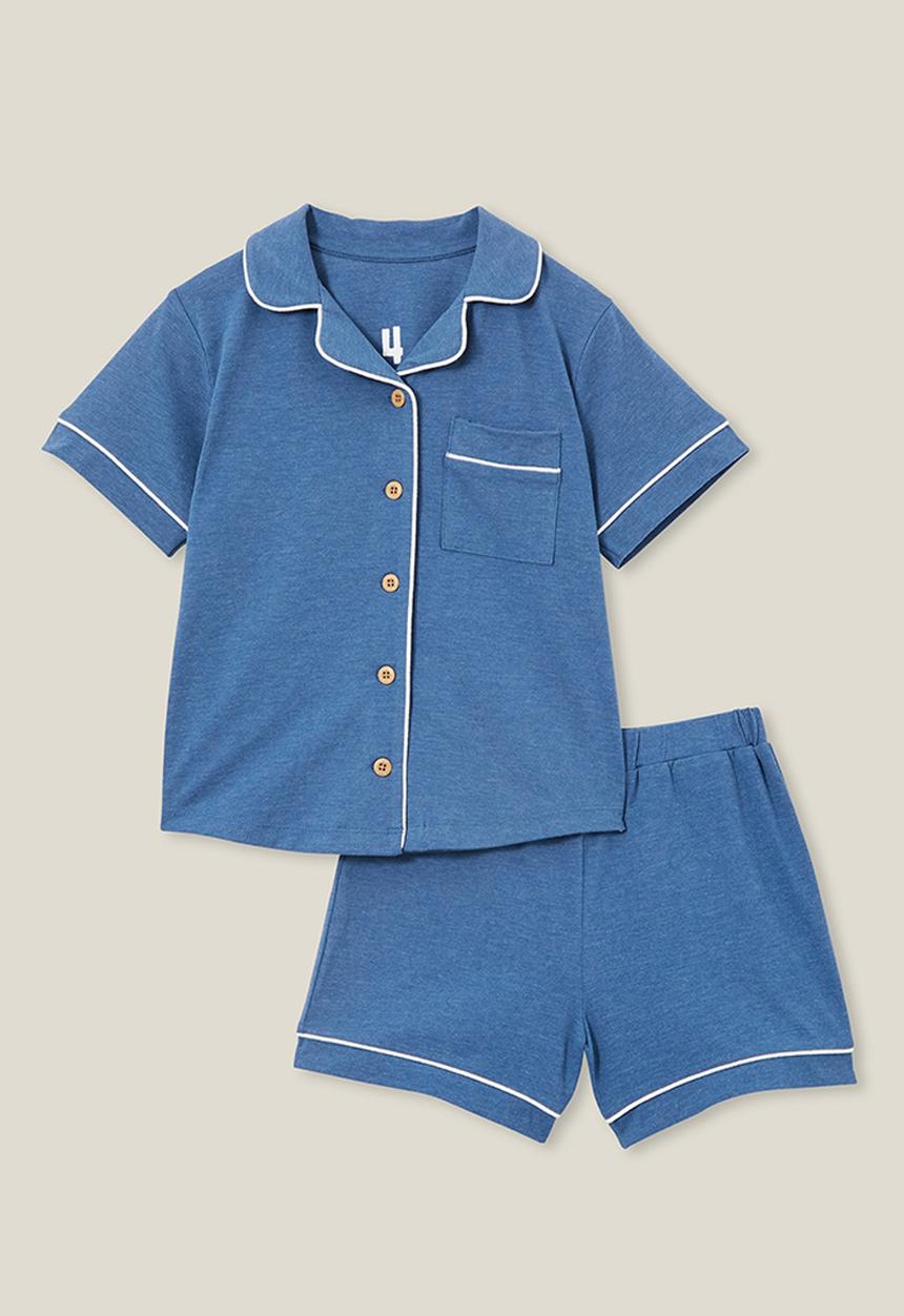 Cotton On - Perry short sleeve pyjama set - petty blue
