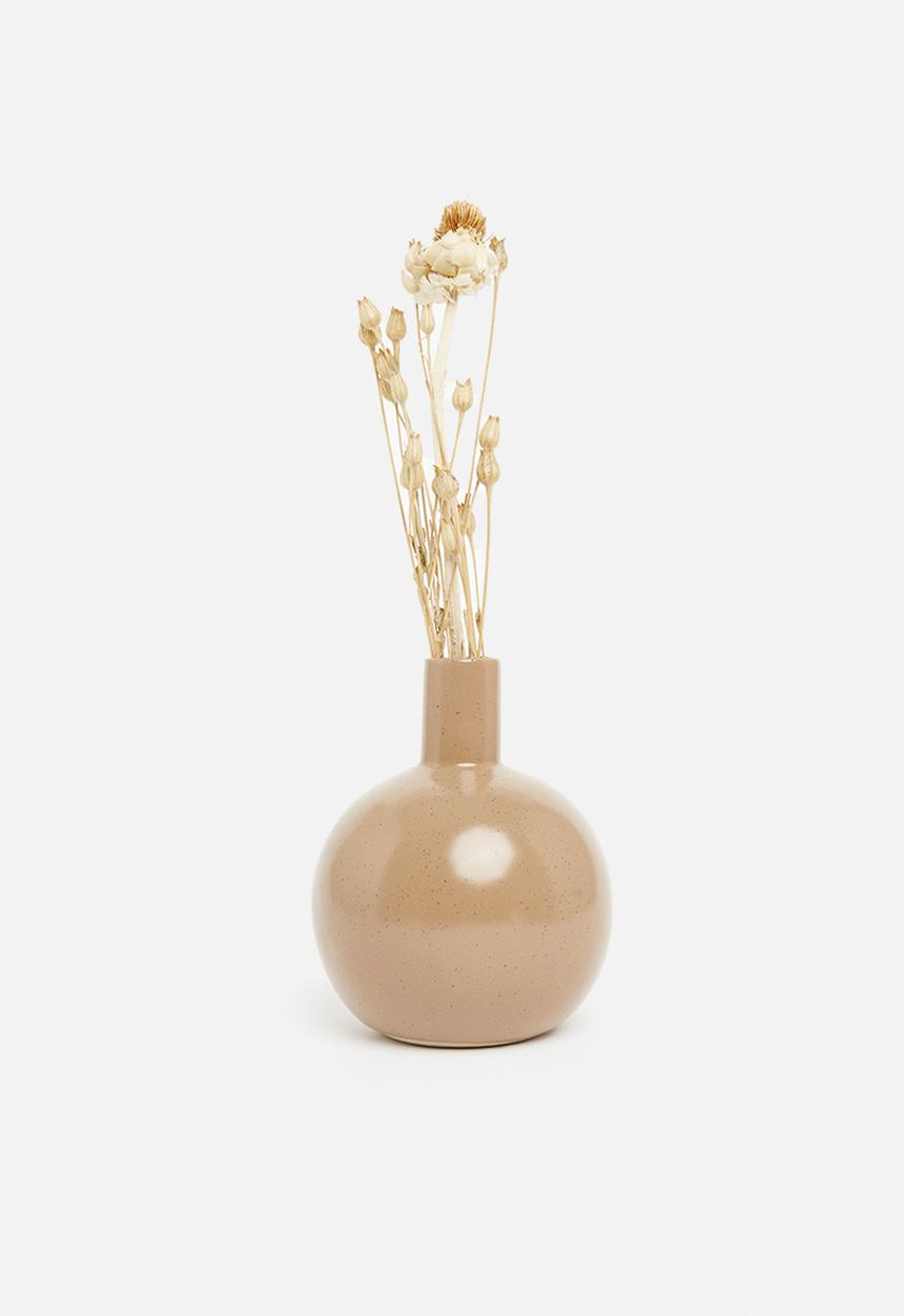 H&S - Porcelain belly vase - matte brown