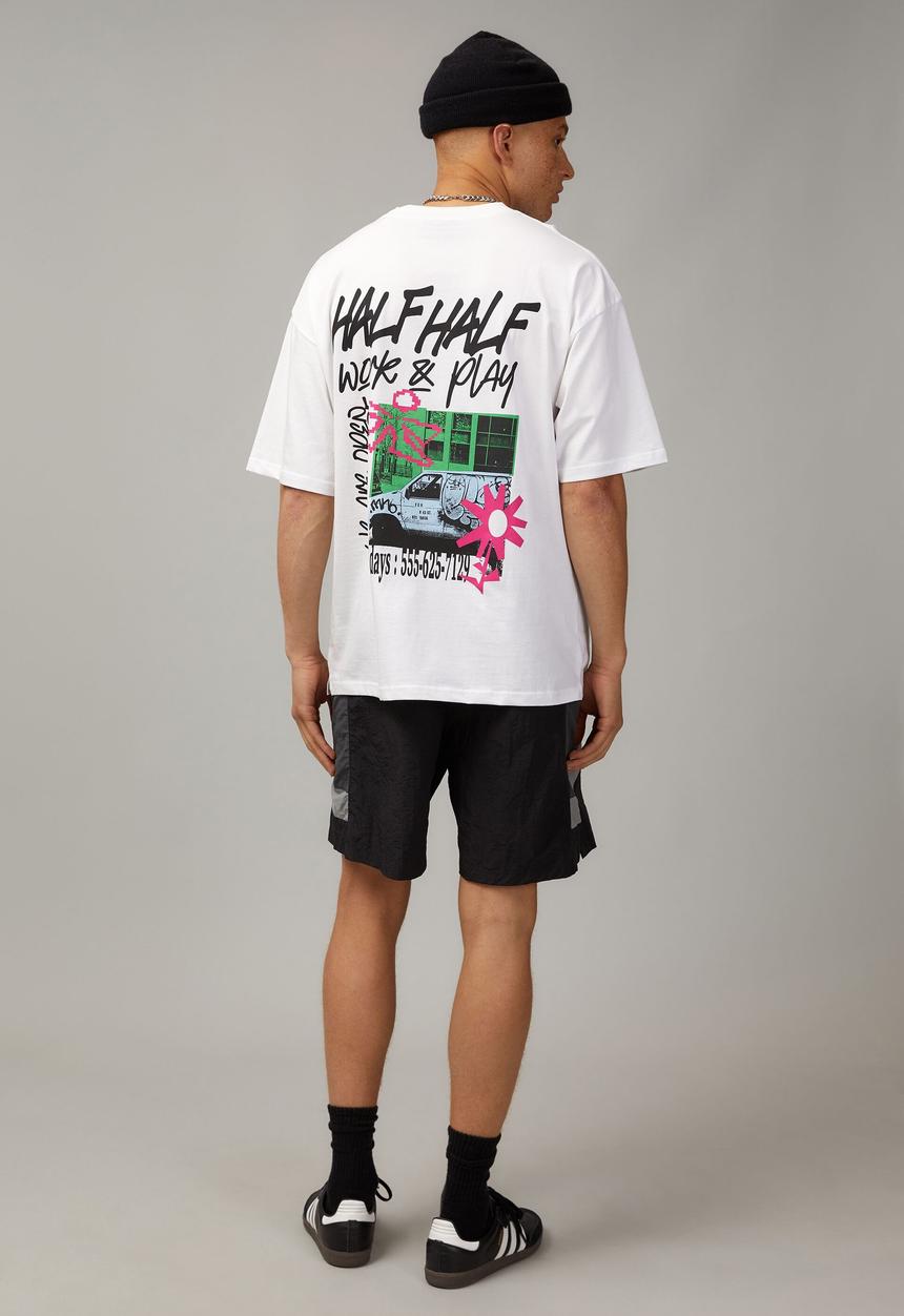 Factorie - Half half street short - black/slate magenta