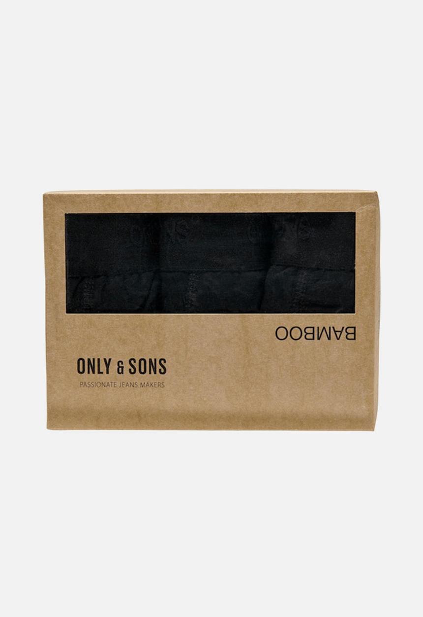 Only & Sons - Onsfitz bamboo trunk embossed logo 3 pack - black 