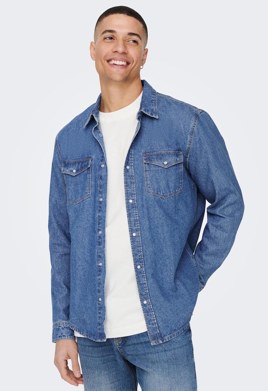 Only & Sons - Onsbane denim 3247 shirt - medium blue denim 