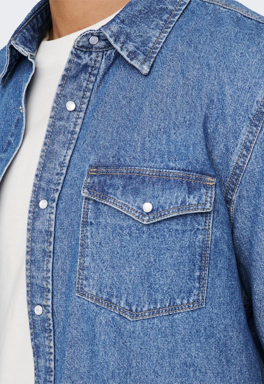 Only & Sons - Onsbane denim 3247 shirt - medium blue denim 