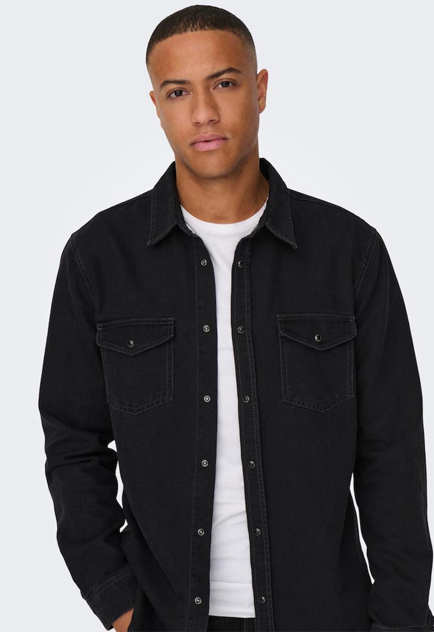 Only & Sons - Onsbane denim 3247 shirt  - dark grey denim