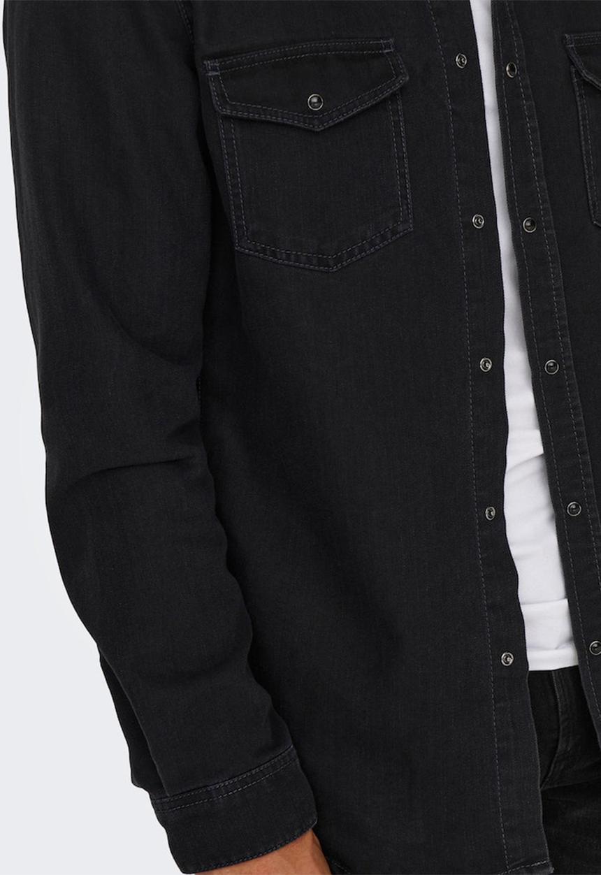Only & Sons - Onsbane denim 3247 shirt  - dark grey denim