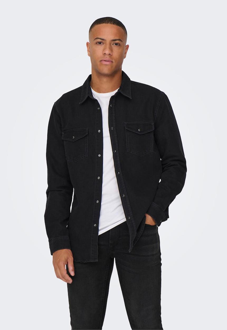 Only & Sons - Onsbane denim 3247 shirt  - dark grey denim