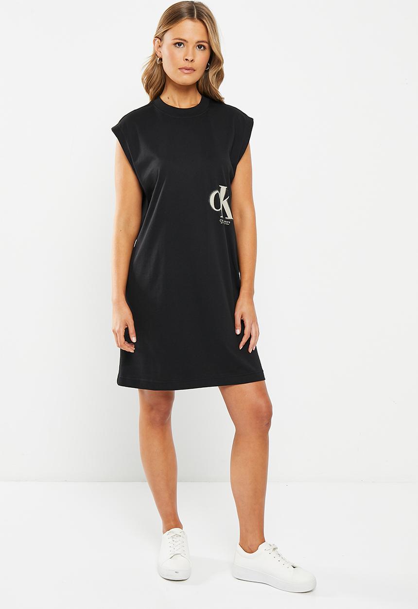 Calvin Klein - Sprayed monogram tank dress - ck black
