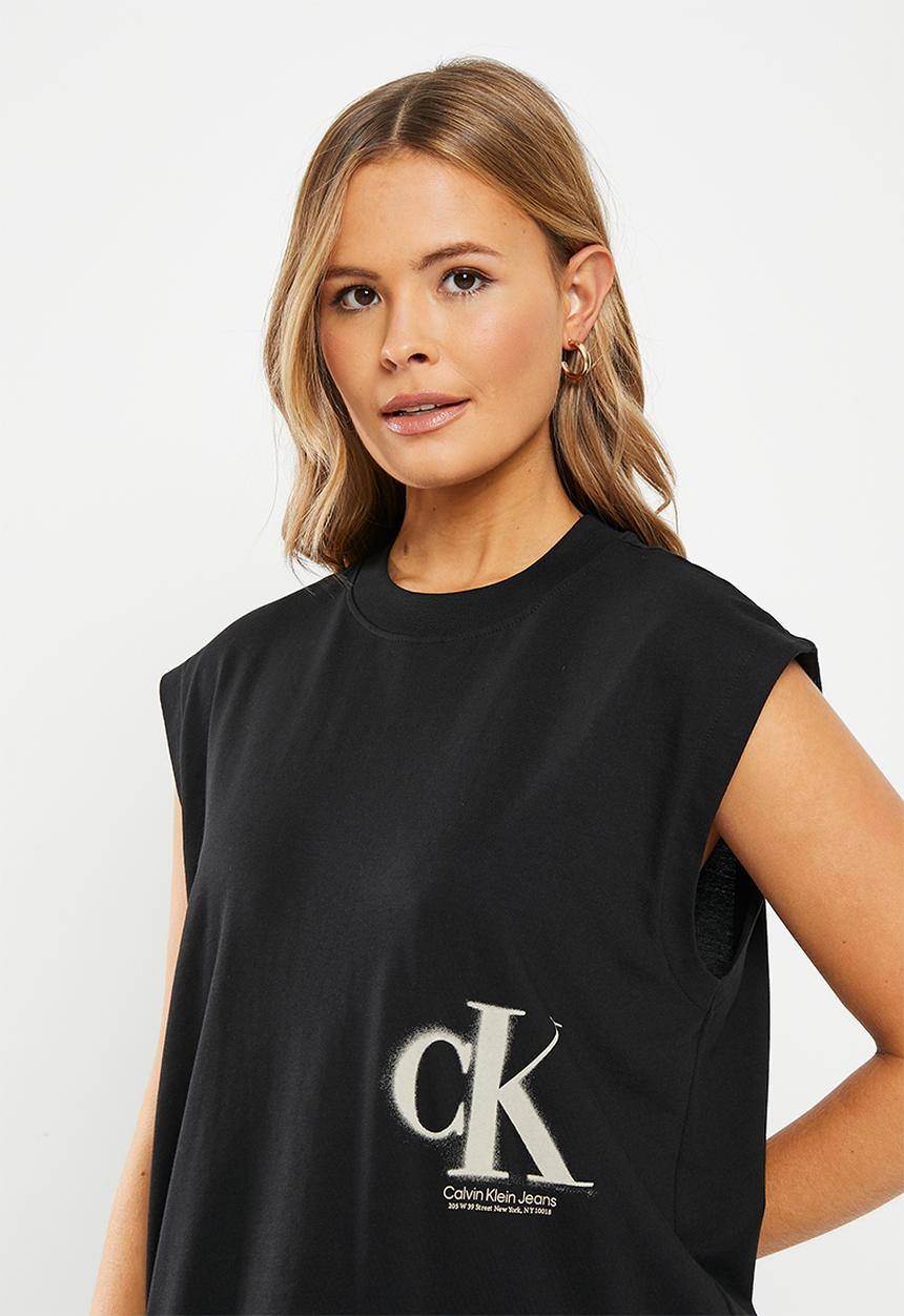 Calvin Klein - Sprayed monogram tank dress - ck black