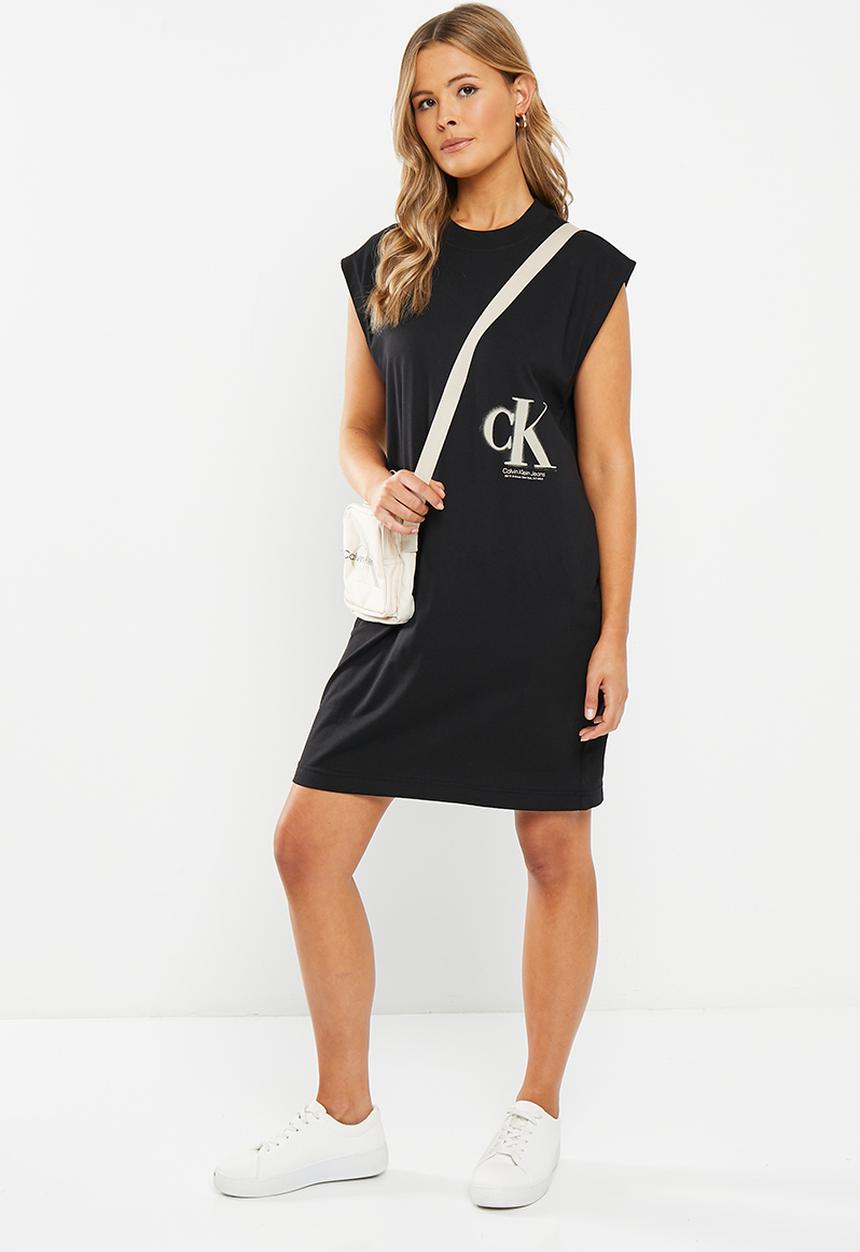 Calvin Klein - Sprayed monogram tank dress - ck black