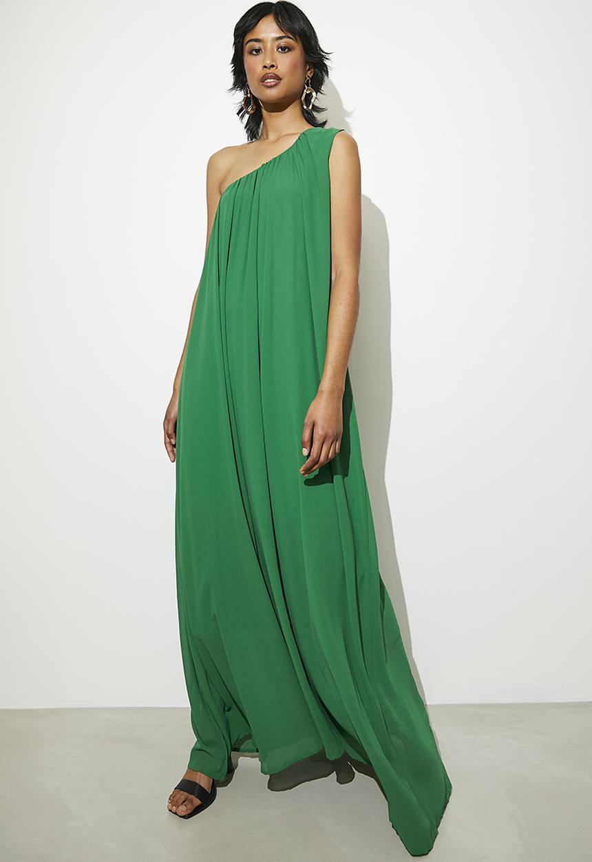 VELVET - Statement asymmetric maxi kaftan dress - green